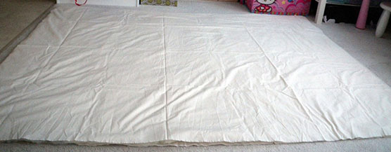 diy organic cotton and wool duvet layers laid out