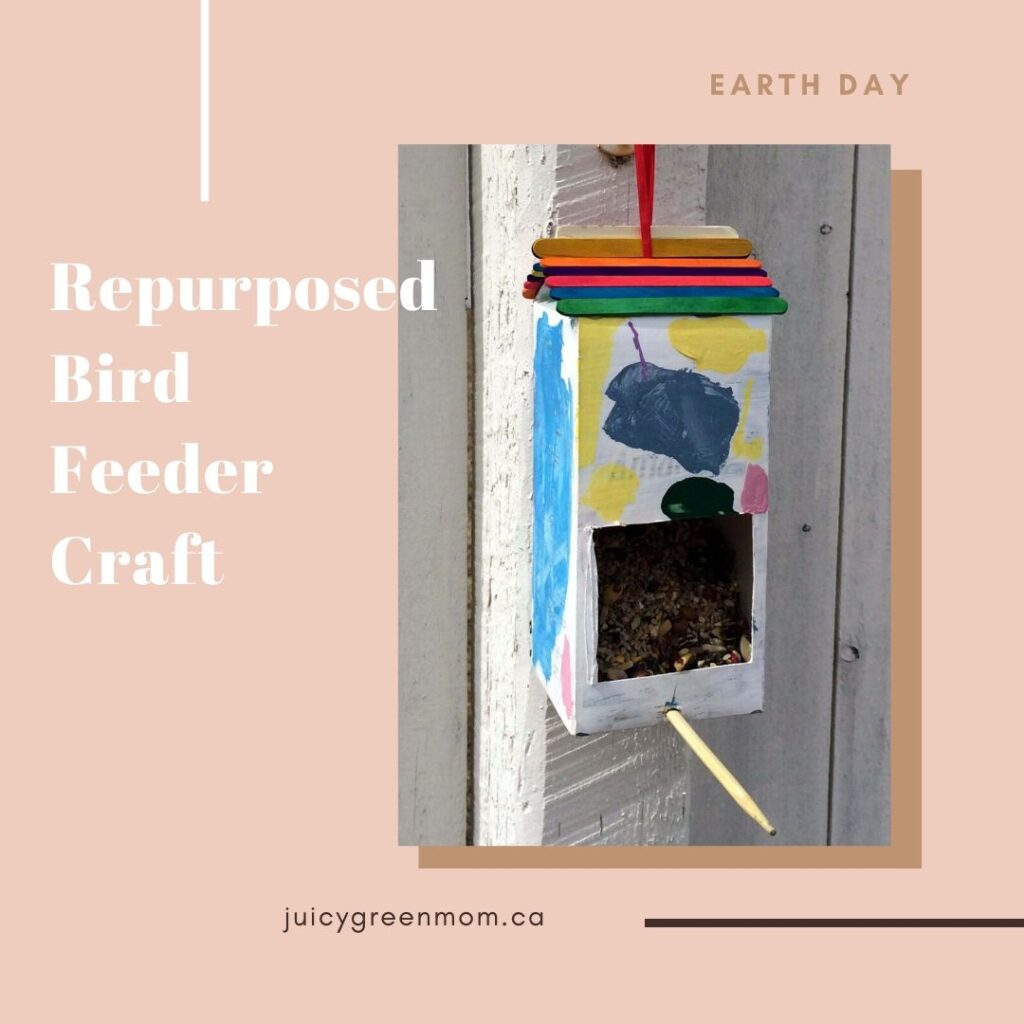 earth day repurposed bird feeder craft juicygreenmom