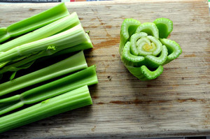 chopped celery to regrow in garden