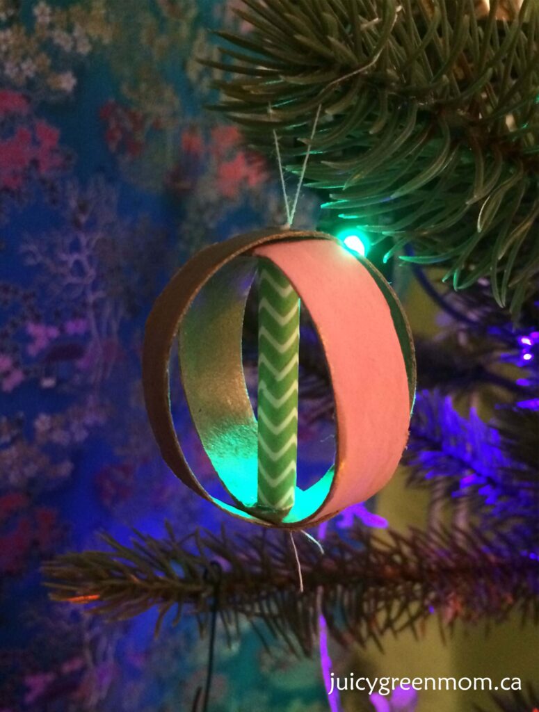 Christmas ball ornament from toilet paper rolls