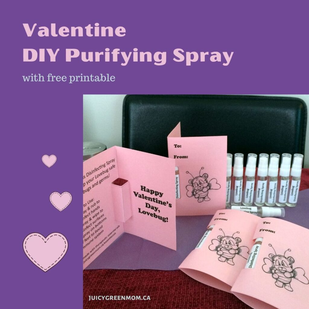 Valentine DIY Purifying Spray with free printable juicygreenmom