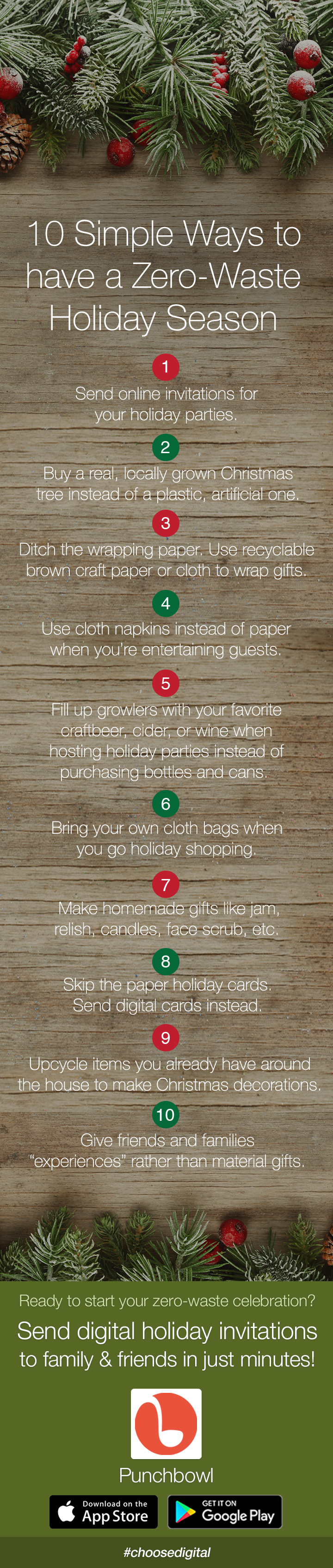 simple ways to have a zero waste holiday season infographic punchbowl