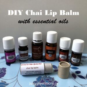 DIY chai lip balm with essential oils juicygreenmom