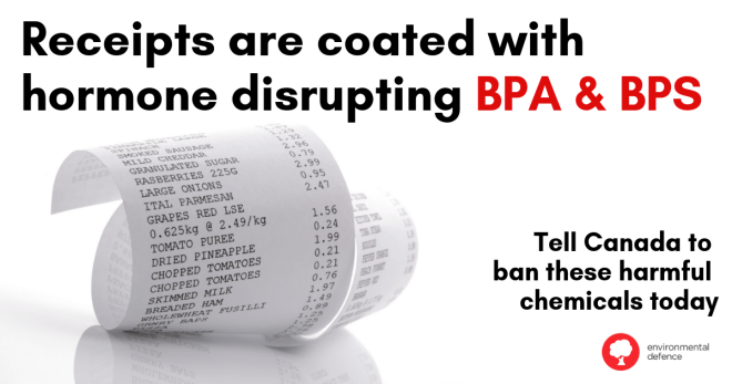 BPA and BPS in receipts environmental defence